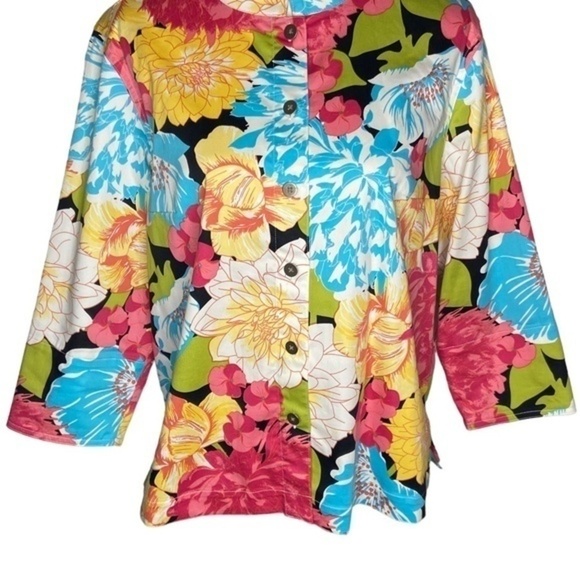 French Laundry Cardigan Top Floral Print Button Down Size Large - Picture 3 of 14